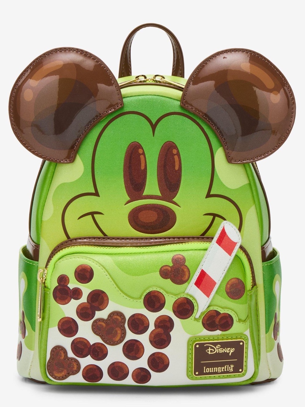 NWT Disney Loungefly Green Mickey Bubble Tea Boba Mini Backpack